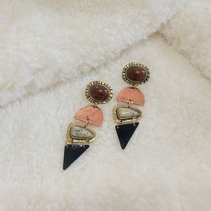 Multi shaped geometric statement earrings retro style